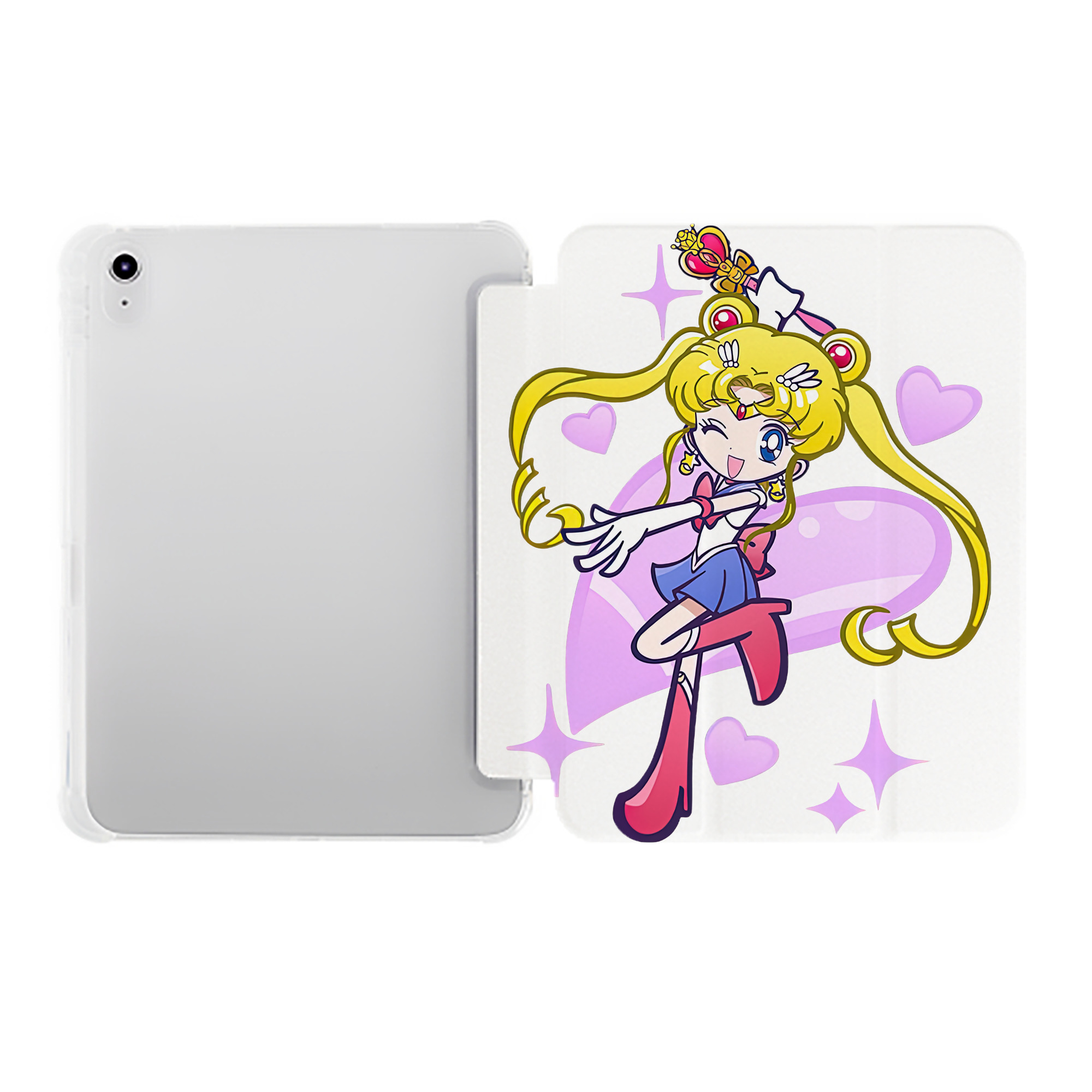 （画像用） 美少女戦士セーラームーン 月野 うさぎ つきの うさぎ Sailor Moon Tsukino Usagi IPad ケース ペン収納付き 三つ折りスタンド PUレザー×シリコン 対応機種9.5/10.5/10.9インチ